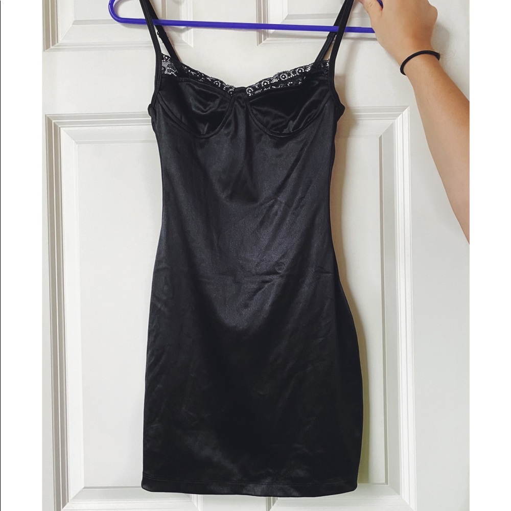 Princess Polly Motel Silk Black Dress